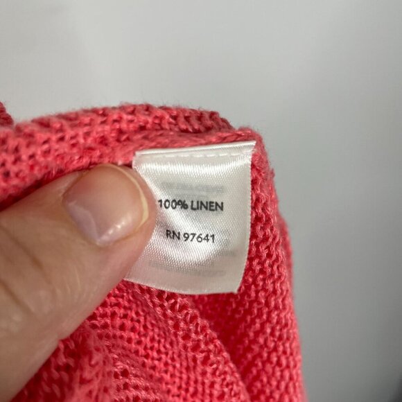 J. Jill 100% LINEN Open Front Cardigan Sweater Womens MP CORAL Pockets Duster - Picture 9 of 11